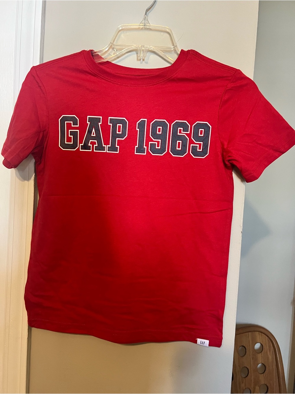 GAP Red Short-Sleeve Tee with Navy White Lettering